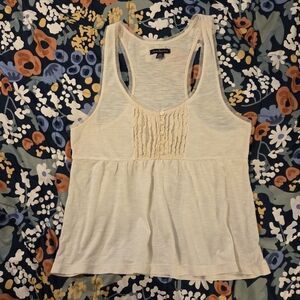 American Eagle Outfitters Cream Lace Tank Top